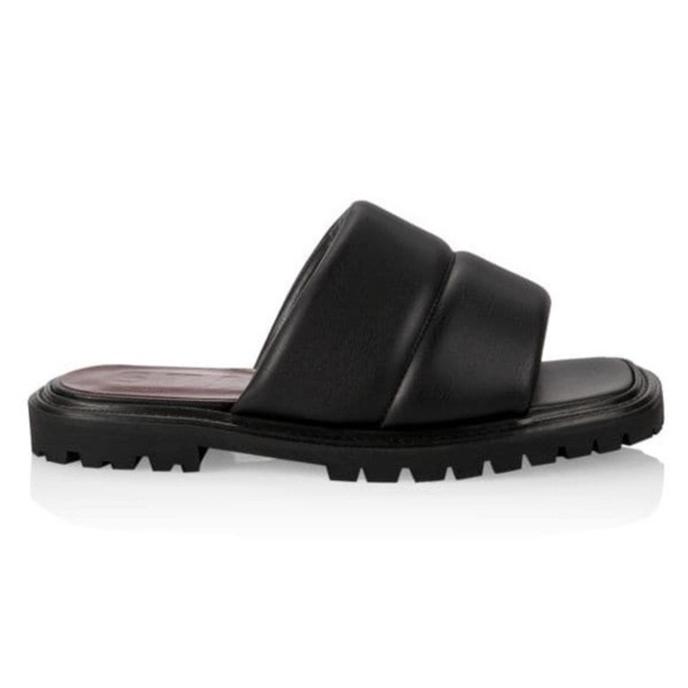 Staud Black Womens Astro Padded Vegan Leather Slide Sandals Sz. 39 NWT!